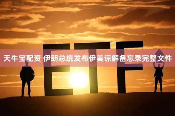 天牛宝配资 伊朗总统发布伊美谅解备忘录完整文件