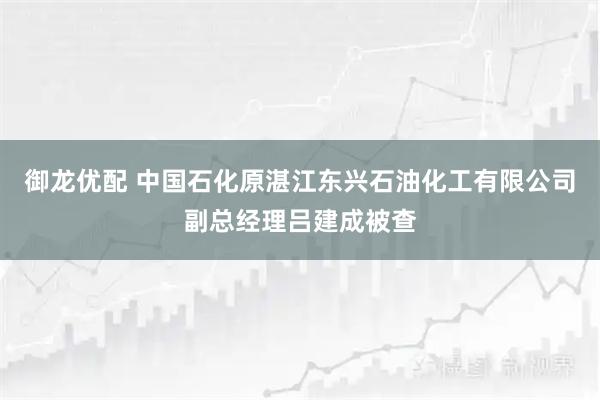 御龙优配 中国石化原湛江东兴石油化工有限公司副总经理吕建成被查